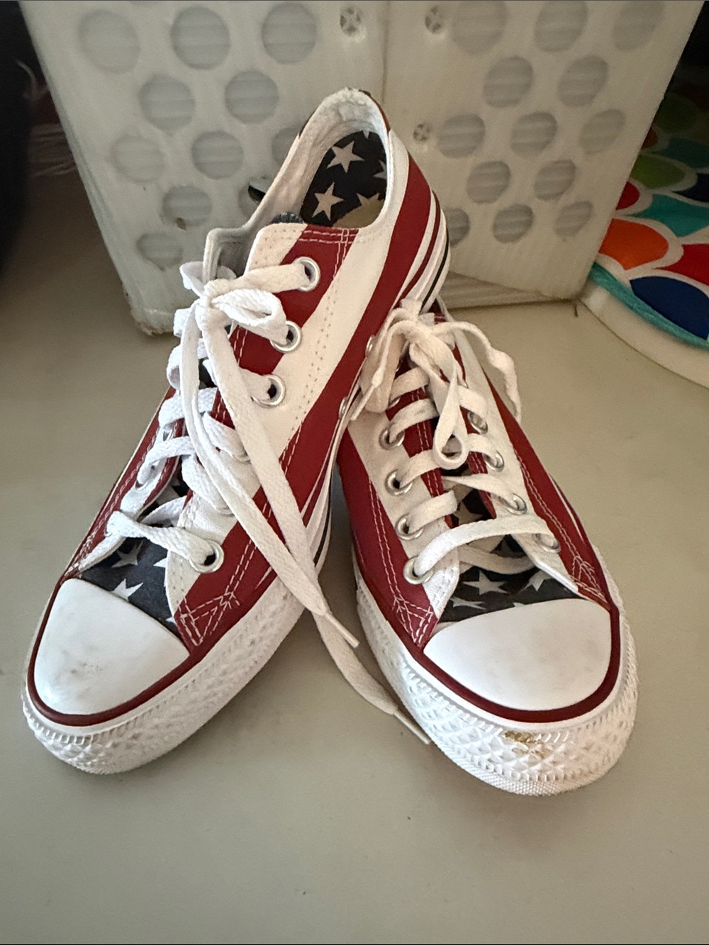 Converse Red, White & Blue Low-Top Star-Print Sneakers